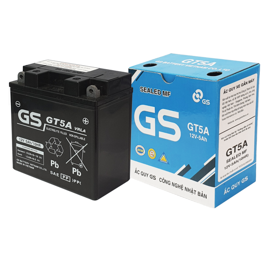 Bình ắc quy khô GS GT5A dành cho xe máy Honda,Yamaha,Suzuki,SYM