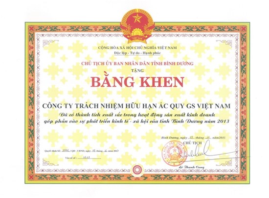 ĐƠN VỊ CÓ THÀNH TÍCH XUẤT SẮC TỈNH BÌNH DƯƠNG 2013