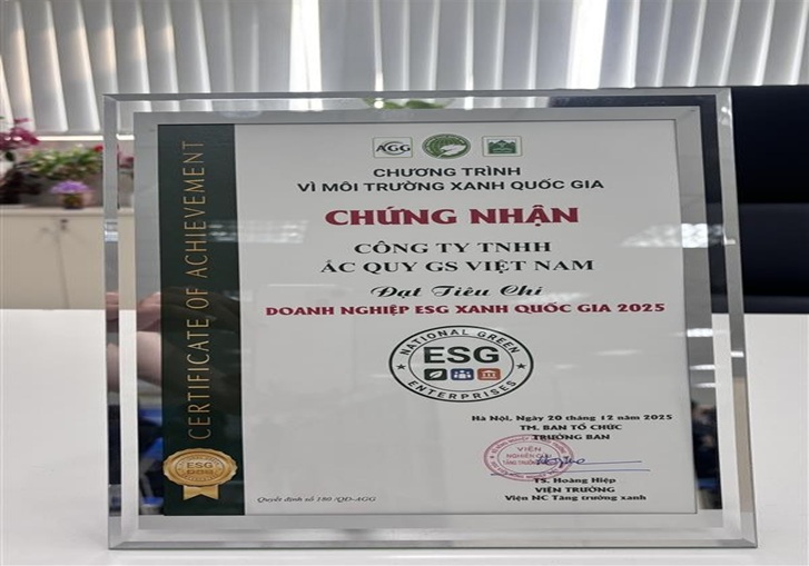 GS Battery Vietnam Co., Ltd. Honored in the Top 20 National Green ESG Enterprises 2025