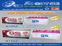 Sản Phẩm Mới Bình Ắc Quy Lọai Axít nhãn hiệu GS với dung lượng cao mang lại khả năng vượt trội dùng cho xe Ôtô  “ N100Z (12V-110AH), N150Z (12V-165AH)”